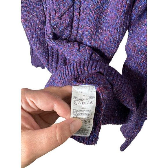 Old Navy Cotton & Acrylic Blend Metallic Knit Sweater Purple Silver M - Picture 3 of 5